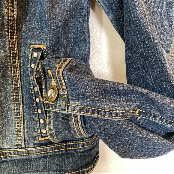 Baccini Jean Jacket With Rhinestone Look Buttons - Picture 4 of 8